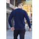 Navy Blue Designed Knitwear Sweater 5968 - Lacivert