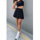 Women Black Pleated Basic Mini Tennis Skirt - Siyah