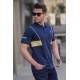 Madmext Men Striped Navy Blue Polo T-shirt 5243 - Lacivert