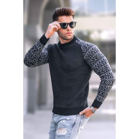 Black Designed Knitwear Sweater 5770 - Siyah