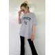 Women Printed Oversize Gray T-Shirt Mg1318 - Gri