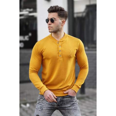 MMadmext Yellow Crewneck Sweaters For Men 5656 - Sarı