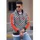 Madmext Men Orange Checkered Sweatshirt 2817 - Haki