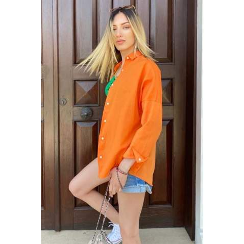 Mad Girls Oversize Orange Shirt MG1369 - Turuncu