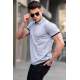 Men Basic Gray Polo T-Shirt 5885 - Gri