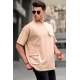 Men Oversize Beige T-Shirt 5833 - Bej