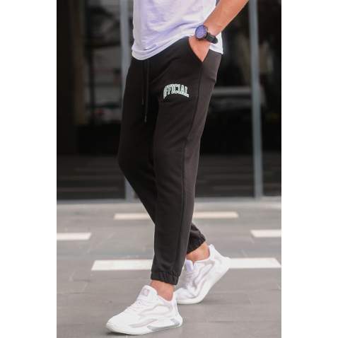 Madmext Printed Black Sweatpants For Men 5616 - Siyah