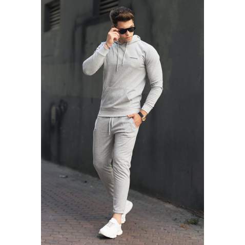 Madmext Grey Striped Tracksuit 48224692-1 - Gri