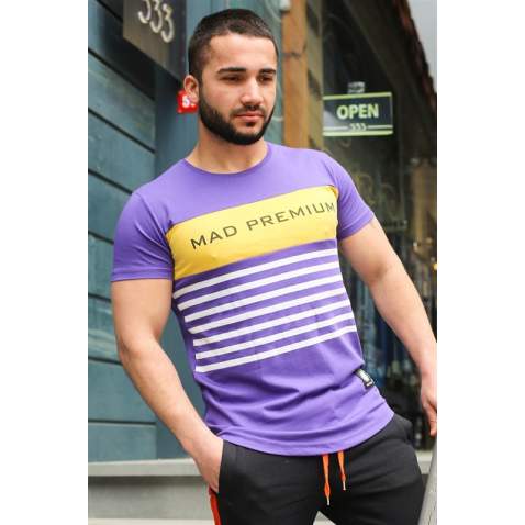 Madmext Purple Printed T-shirt for Men 3041 - Mor