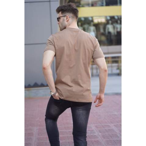 Men Printed Light Brown Regular Fit T-Shirt 5812 - Açık kahverengi