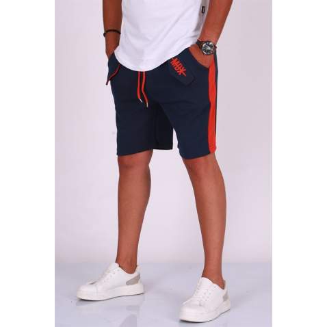 Madmext Men Navy Blue Side Striped Shorts 2919 - Lacivert