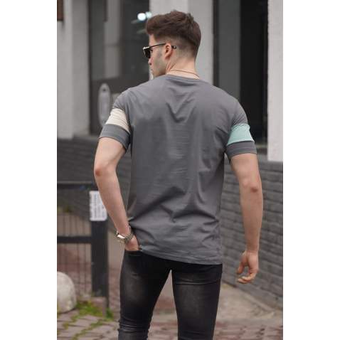 Men Printed Smoke Gray T-Shirt 5850 - Füme