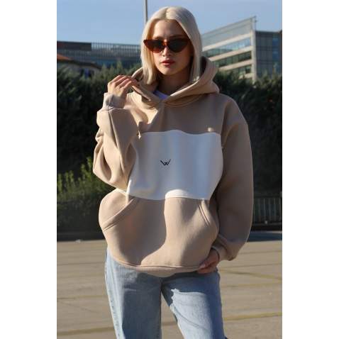 Beige Block Color Sweatshirt MG1544 - Bej