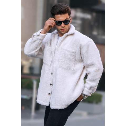 Ecru Plush Coat Shirt 5559 - Ekru