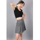 Women Striped Anthracite Pleated Mini Skirt MG1451 - Antrasit