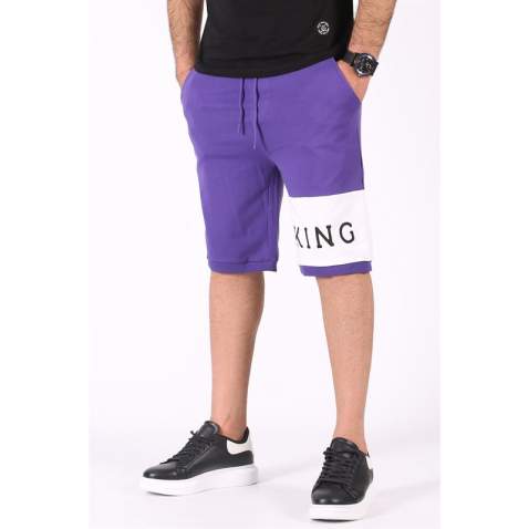 Madmext Purple Printed Capri for Men 2911 - Mor