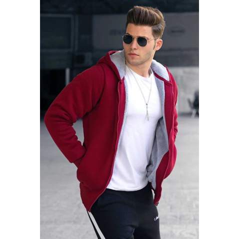 Madmext Men Maroon Cardigan 22377 - Bordo