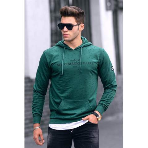 Madmext Green Printed Hoodie 4125 - Yeşil