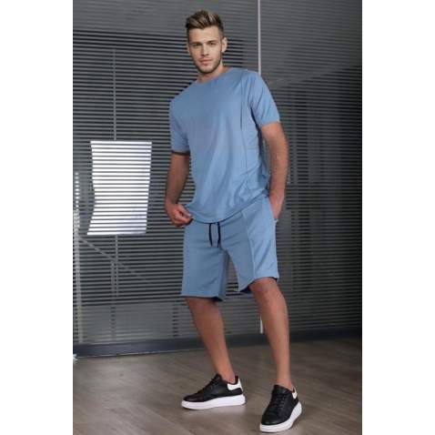 Madmext Men Blue Shorts Set 5213 - Mavi