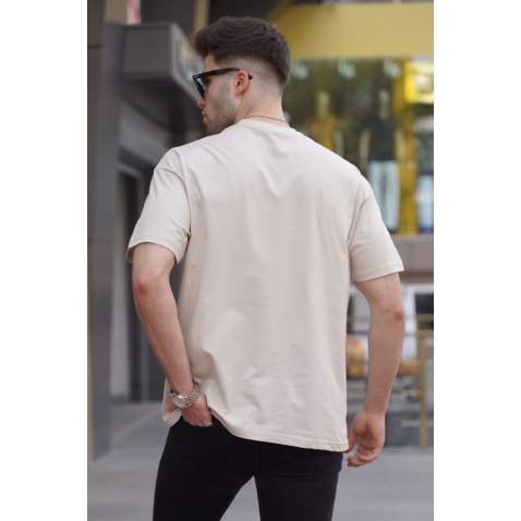 Men Oversize Beige T-Shirt 5835 - Bej