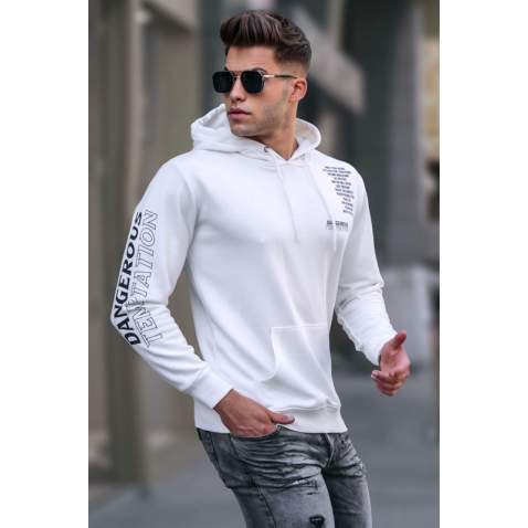 Madmext Men Printed Ecru Sweatshirt 5313 - Ekru