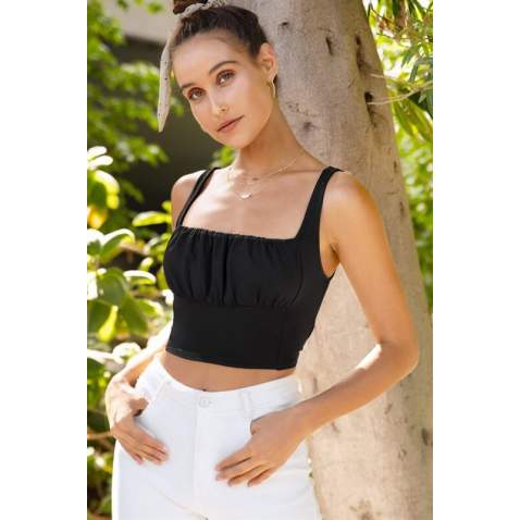 Mad Girls Black Crop Top MG1006 - Siyah