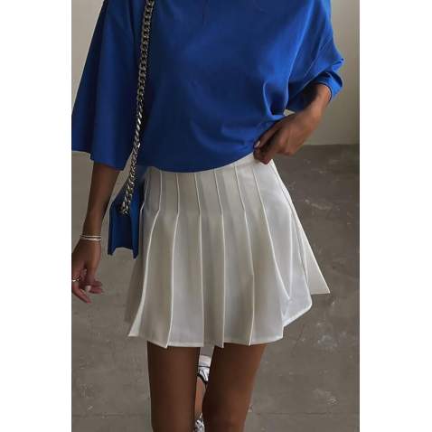 Mad Girls Pleated White Skirt MG1385 - Beyaz