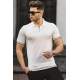 Madmext Men White Polo T-shirt 5090 - Beyaz