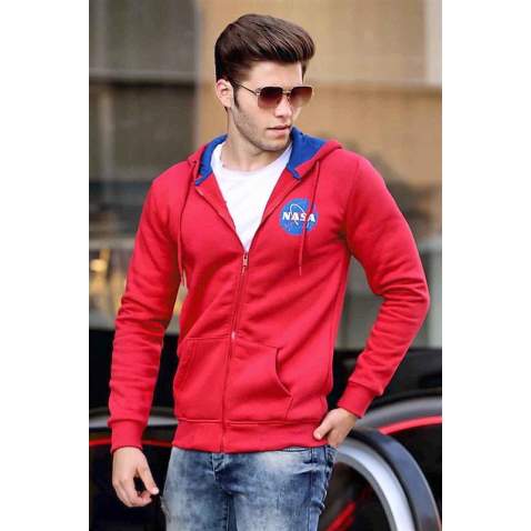 Madmext Red Printed Hoodie 4192 - Kırmızı