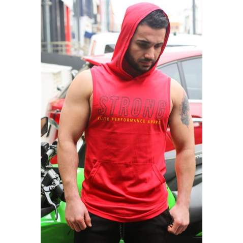 Sleeveless T-Shirt In Hooded Red 2992 - Kırmızı