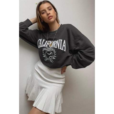 Mad Girls Smoke Gray Sweatshirt MG1112 - Füme