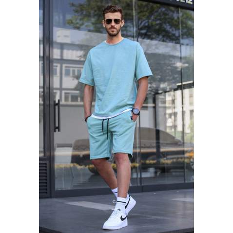 Madmext Men Almond Green T-shirt Shorts Set 5668 - Çağla yeşili