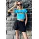 Turquoise Printed Crop T-Shirt MG1535 - Turkuaz