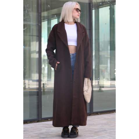 Mad Girls Brown Long Coat MG1302 - Kahverengi