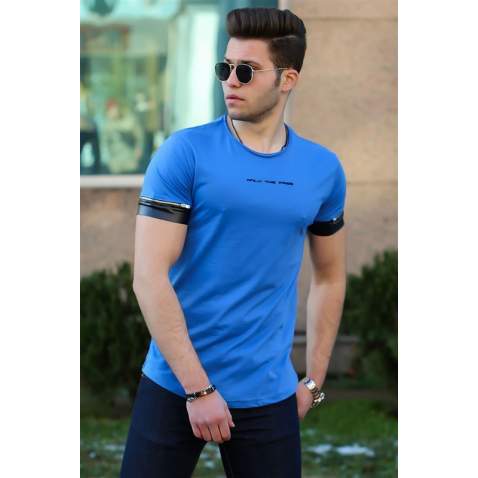 Madmext Blue T-shirt for Men 4451 - Saks