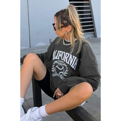 Mad Girls Smoke Gray Sweatshirt MG1112 - Füme