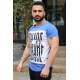 Madmext Blue Printed T-shirt for Men 3001 - Sax mavi