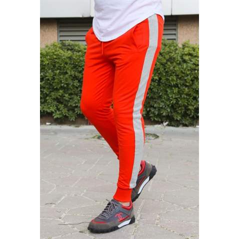 Mens Sweatpants In Striped Design Orange Color 2926 - Turuncu