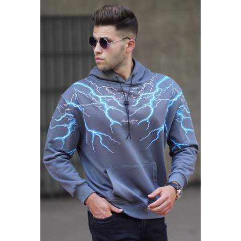 Madmext Men Printed Smoke Gray Sweatshirt 5286 - Füme