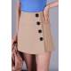 Women Black Side Button Mini Skirt - Camel