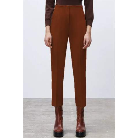 Mad Girls High Waist Tile Brown Trousers MG1331 - Kiremit