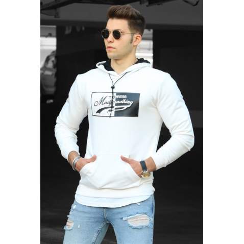 Madmext White Men's Sweatshirt 4750 - Beyaz