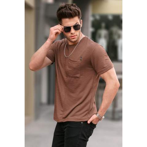 Men Brown Basic T-Shirt 5880 - Kahverengi