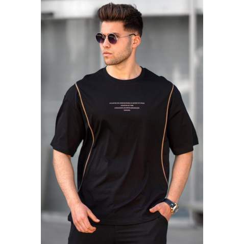 Madmext Black Oversize Printed T-shirt for Men 5234 - Siyah