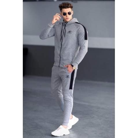 Madmext Gray Printed Men Tracksuit Set 4671 - Gri