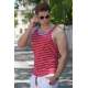 Madmext Men White Striped Red Vest 2571 - Kırmızı