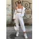 Mad Girls White One Shoulder Strappy Crop Top MG325 - Beyaz