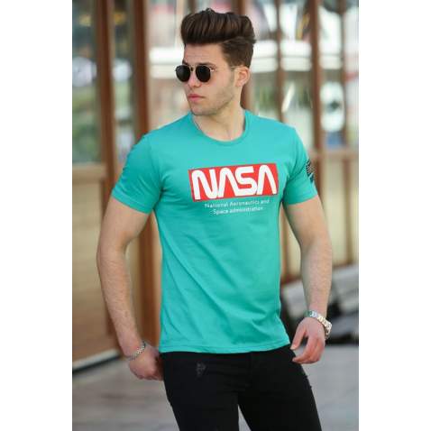 Madmext Green Nasa T-shirt for Men 4526 - Yeşil