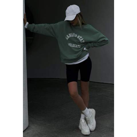 Mad Girls Dark Green Sweatshirt MG1217 - Koyu yeşil