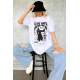 White Printed Oversize T-Shirt MG1417 - Beyaz